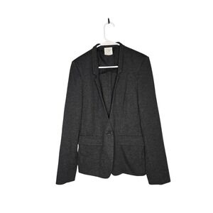 Made in USA Y2K Charcoal Knit Blazer Minimalist Career Jacket Office Siren 8